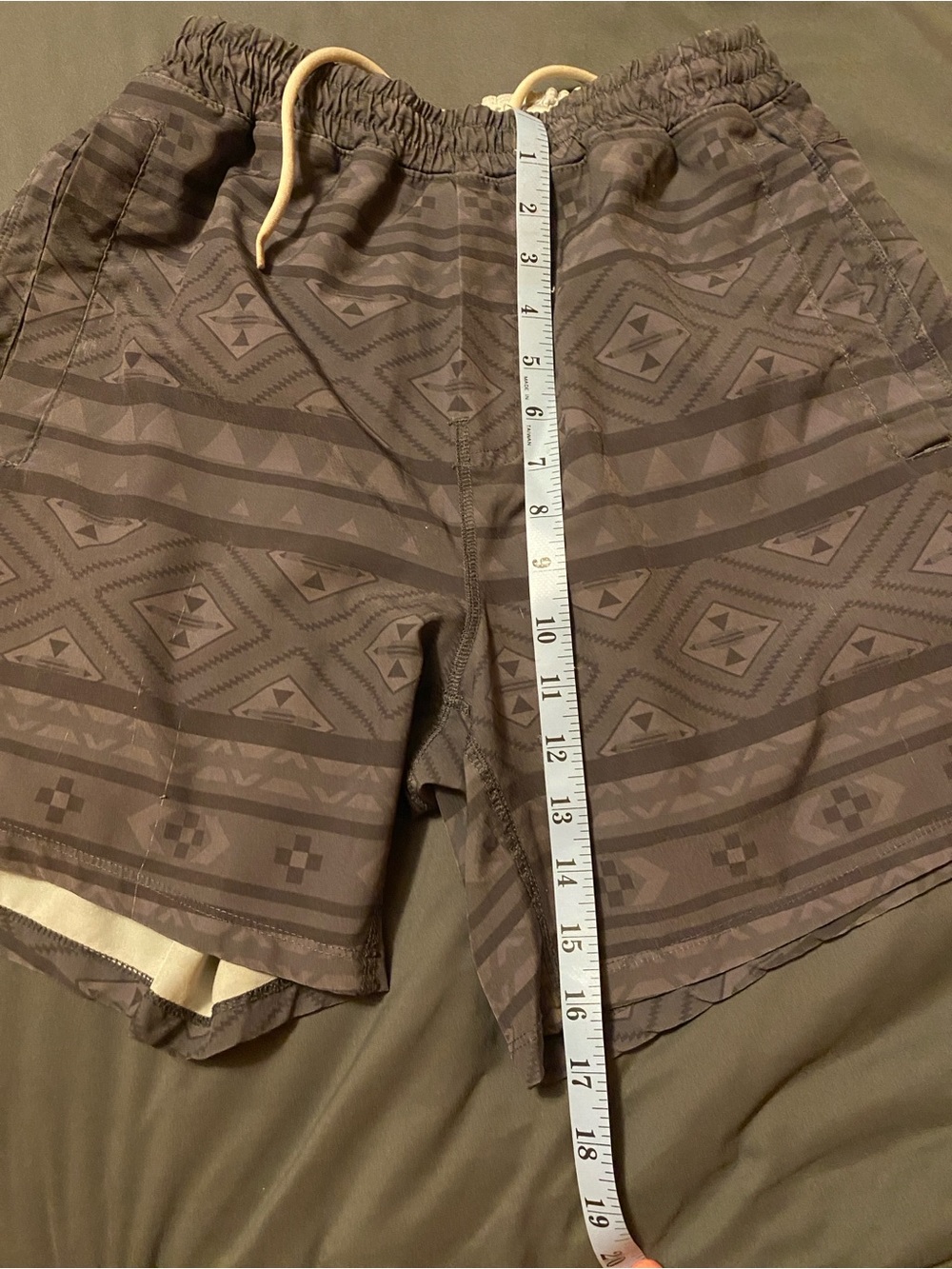 Freeballers- Men's Swim Trunks - Taupe Geometric Print
